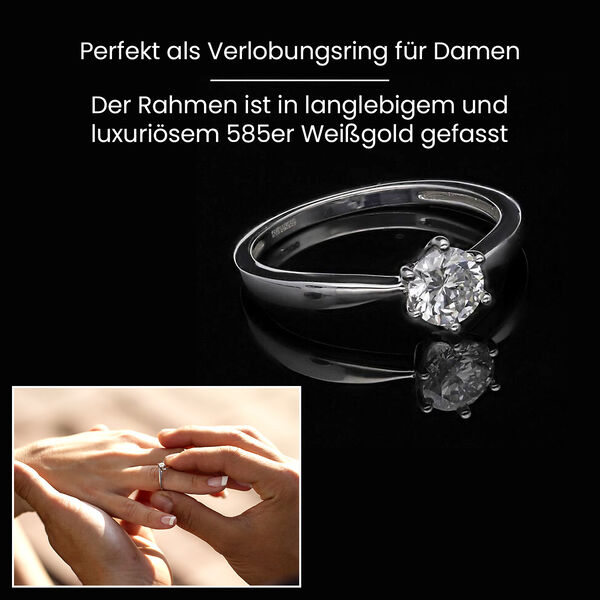 LUXORO SI-GH Labor Diamant Ring in 585 Wei&szlig;gold - 1 ct. image number 8